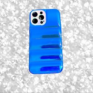 iPhone 13 PRO BLUE Metallic Ombre Iridescent Pearlized BUBBLE Puffer Case